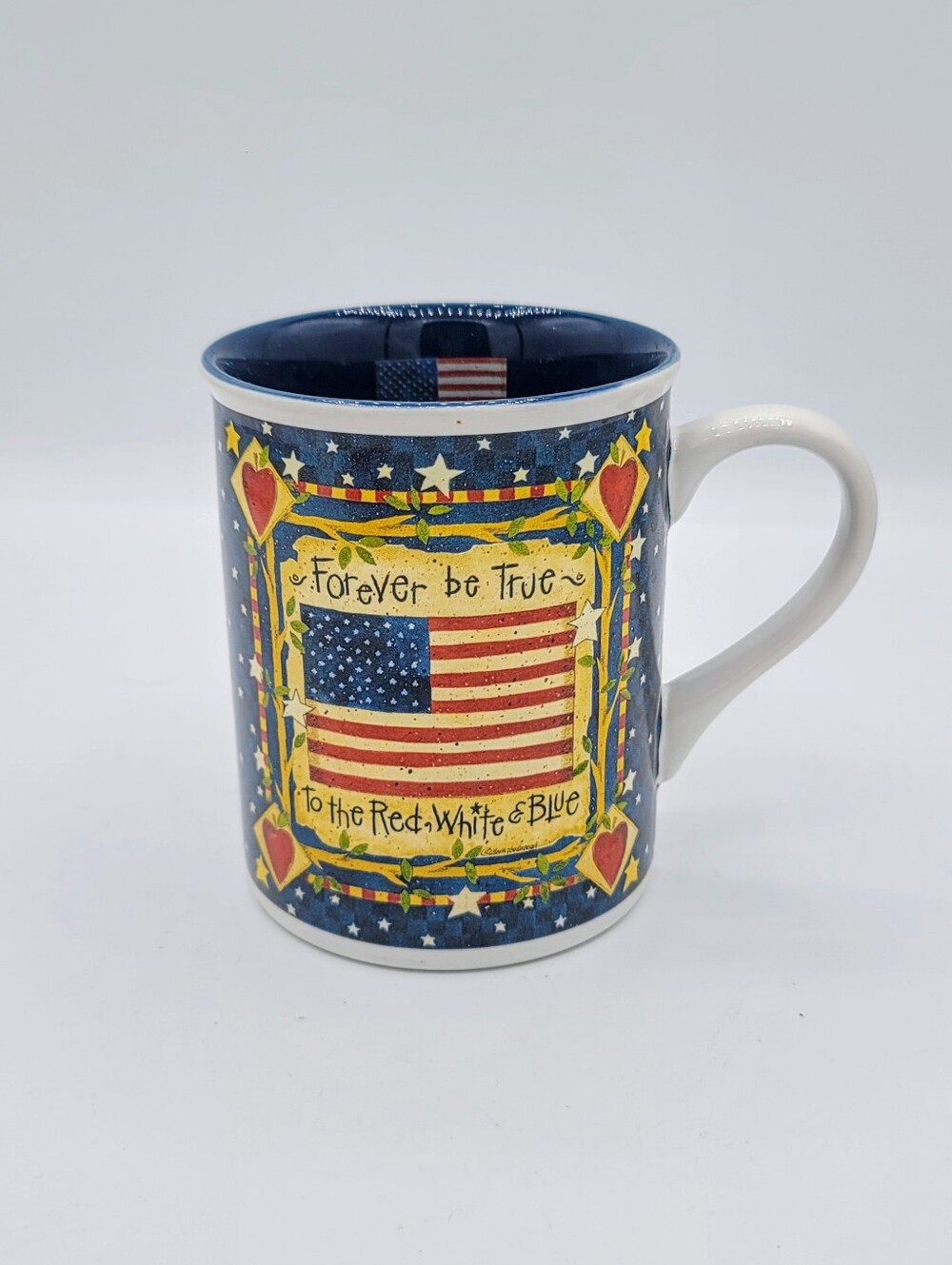 Beth Yarbrough Forever Be True Mug American Flag Americana Folk Art Patriotic